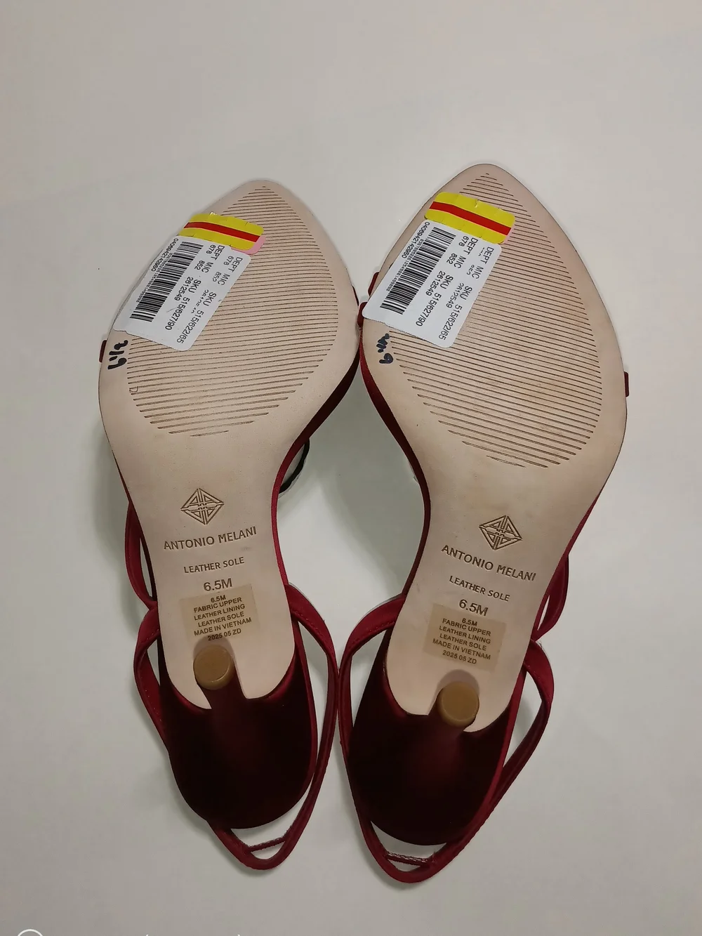 Antonio Melani Ames Burgundy Satin Pointed Toe Slingback Dress Heels Size 6.5